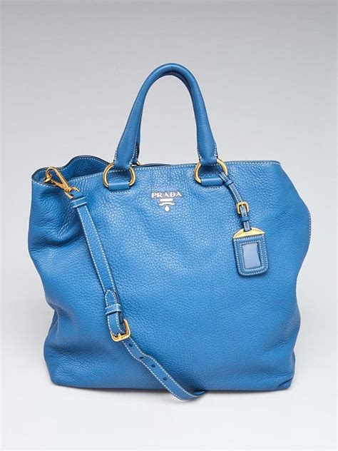 PRADA Vitello Daino Shopping Tote Cobalto 